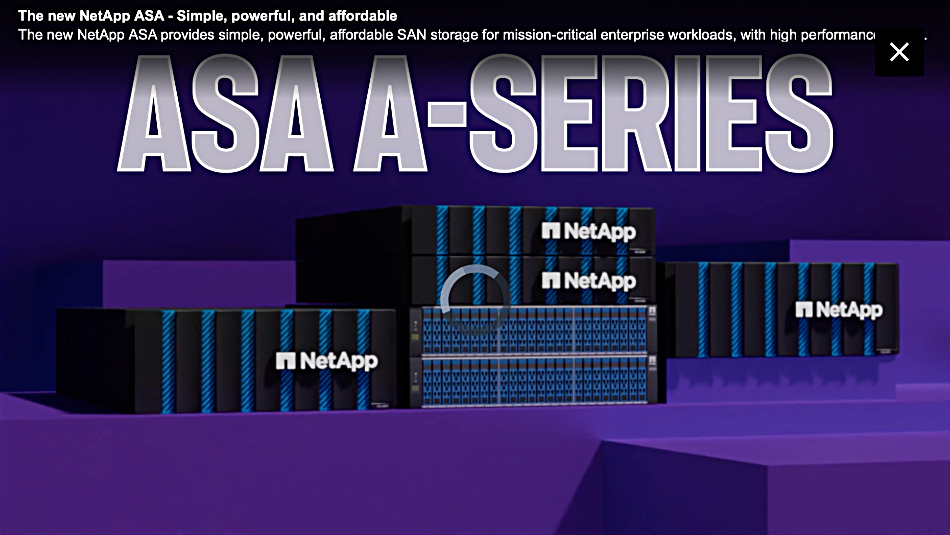 NetApp ASA A-Series video showing latest systems